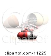 Drug Pills Spilling Out Of A Container Onto A Counter Clipart Illustration