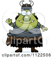 Cartoon Of A Chubby Ogre Man Waving Royalty Free Vector Clipart