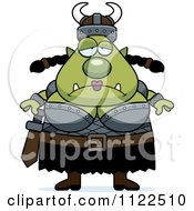 Cartoon Of A Chubby Depressed Ogre Woman Royalty Free Vector Clipart