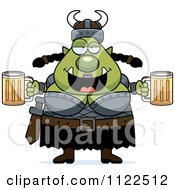 Cartoon Of A Chubby Ogre Woman With Beer Royalty Free Vector Clipart