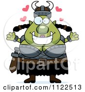 Cartoon Of A Chubby Ogre Woman With Open Arms Royalty Free Vector Clipart