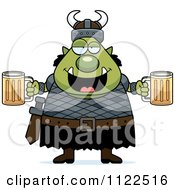 Cartoon Of A Chubby Ogre Man With Beer Royalty Free Vector Clipart