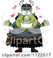 Cartoon Of A Chubby Ogre Man With Open Arms Royalty Free Vector Clipart