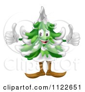Poster, Art Print Of Happy Christmas Or Evergreen Tree Mascot With Two Thumbs Up