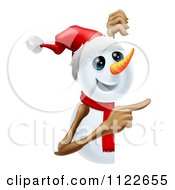 Poster, Art Print Of Happy Cute Snowman Pointing To A Sign