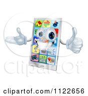 3d Happy Smart Cell Phone Mascot Holding A Thumb Up