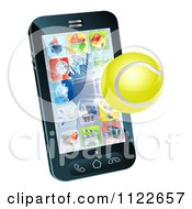 Poster, Art Print Of 3d Tennis Ball Flying Through And Breaking A Cell Phone Screen