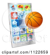 Poster, Art Print Of 3d Basketball Flying Through And Breaking A Cell Phone Screen