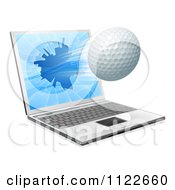 Poster, Art Print Of Golf Ball Flying Through And Shattering A 3d Laptop Screen