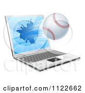 Poster, Art Print Of Baseball Flying Through And Shattering A 3d Laptop Screen