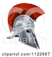 Poster, Art Print Of 3d Silver Trojan Spartan Helmet With A Red Mohawk
