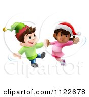 Happy Children Wearing Hats And Dancing To Christmas Music