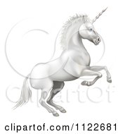 Poster, Art Print Of White Rearing Unicorn
