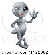 Clipart Of A Friendly Gray Alien Waving Hello Royalty Free Vector Illustration