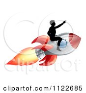 Poster, Art Print Of Silhouetted Man Pointing And Riding On A Rocket