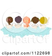Poster, Art Print Of Rear View Of Angel Kids Sitting On A Cloud