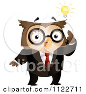 Cartoon Of A Business Owl With An Idea Royalty Free Vector Clipart