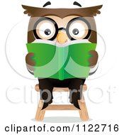 Cartoon Of A Business Owl Reading Royalty Free Vector Clipart