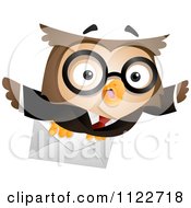 Poster, Art Print Of Business Owl Flying With A Letter