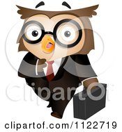 Cartoon Of A Business Owl Carrying A Briefcase Royalty Free Vector Clipart