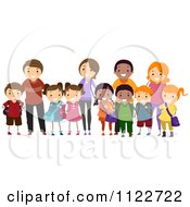 Poster, Art Print Of Happy Diverse School Kids And Their Parents