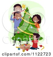 Poster, Art Print Of Happy Black Family Decorating A Christmas Tree