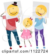 Poster, Art Print Of Girl And Her Parents Holding Happy Faces