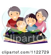 Poster, Art Print Of Happy Family Reading An Astronomy Book