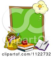 Poster, Art Print Of Chalkboard With A Light Bulb And School Materials