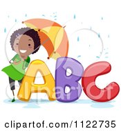 Poster, Art Print Of Happy Black Girl With An Umbrella Over Abc