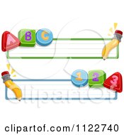 Cartoon Of School Banners With Pencils Letters And Numbers Royalty Free Vector Clipart by BNP Design Studio