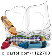 Poster, Art Print Of Open Book With Crayons