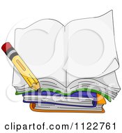Poster, Art Print Of Open Book With A Pencil