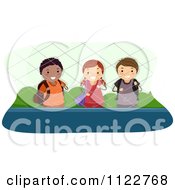 Poster, Art Print Of Happy Diverse School Children In A Fenced Area