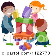 Poster, Art Print Of Happy Diverse Kids Playing With Building Blocks
