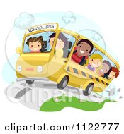 Poster, Art Print Of Happy Diverse School Children On A Bus