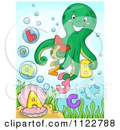 Poster, Art Print Of Happy Octopus With Letters And Numbers