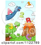 Poster, Art Print Of Dinosaurs With Letters And Numbers 1
