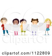 Poster, Art Print Of Happy Diverse Kids Holding Blank Boards