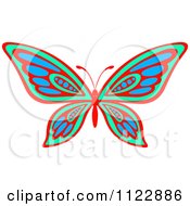 Poster, Art Print Of Vibrant Green Red And Blue Butterfly