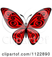 Poster, Art Print Of Red Butterfly With Black Swirls