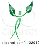 Clipart Of A Green Leaf Person 7 Royalty Free Vector Illustration