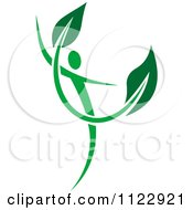 Clipart Of A Green Leaf Person 5 Royalty Free Vector Illustration
