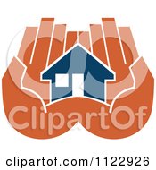 Poster, Art Print Of Blue House In An Orange Hand 3