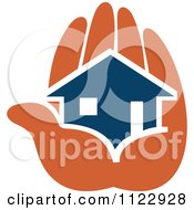 Poster, Art Print Of Blue House In An Orange Hand 2