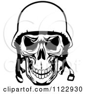 Clipart Of A Black And White Pilot Skull Royalty Free Vector Illustration