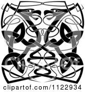 Clipart Of A Black And White Celtic Bird Knot 1 Royalty Free Vector Illustration