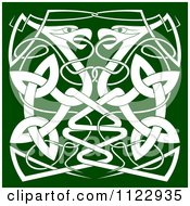 Clipart Of A Green And White Celtic Bird Knot Royalty Free Vector Illustration