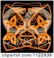 Clipart Of An Orange Celtic Bird Knot Royalty Free Vector Illustration