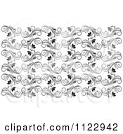 Clipart Of A Seamless Black And White Floral Vine Background Pattern 7 Royalty Free Vector Illustration